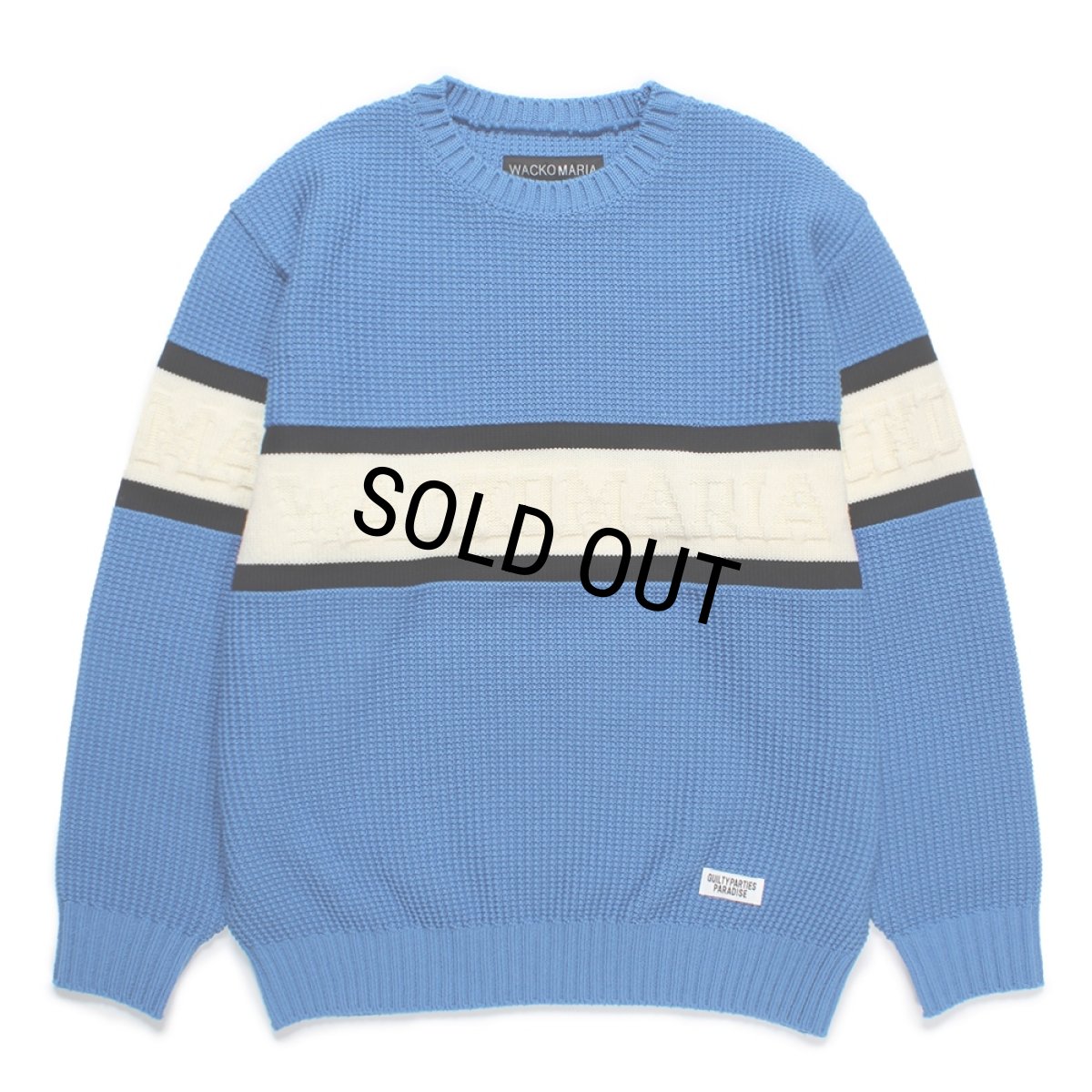 画像1: WACKO MARIA/LOGO JACQUARD KNIT SWEATER（BLUE）［ロゴジャガードセーター-24秋冬］ (1)