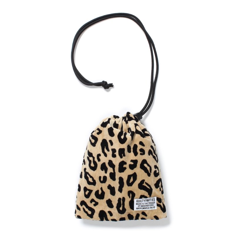 画像1: WACKO MARIA/DRAWSTRING BAG（LEOPARD VELVET）［ドローストリングバッグ-24秋冬］