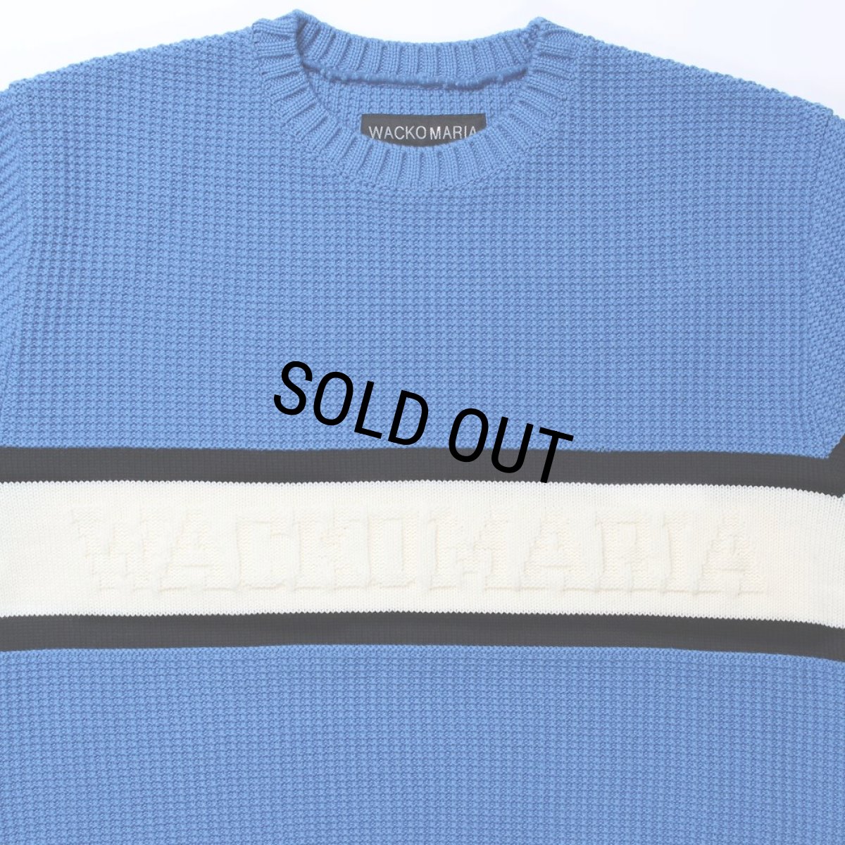 画像2: WACKO MARIA/LOGO JACQUARD KNIT SWEATER（BLUE）［ロゴジャガードセーター-24秋冬］ (2)