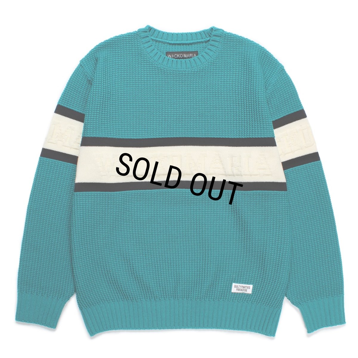 画像1: WACKO MARIA/LOGO JACQUARD KNIT SWEATER（GREEN）［ロゴジャガードセーター-24秋冬］ (1)