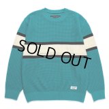 WACKO MARIA/LOGO JACQUARD KNIT SWEATER（GREEN）［ロゴジャガードセーター-24秋冬］