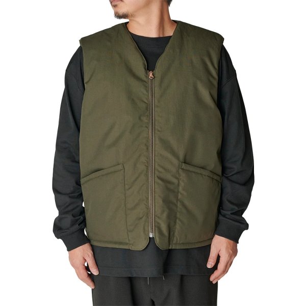画像2: CALEE/TASLAN NYLON PADDED WAIST COAT（DARK OLIVE）［ナイロンパデッドベスト-24秋冬］