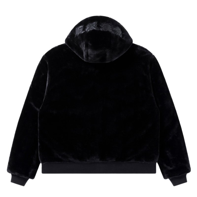 画像2: BlackEyePatch/MOHAIR FAUX FUR HODDED JACKET(BLACK)