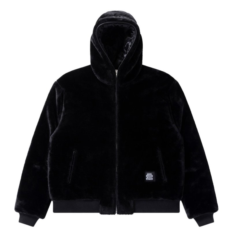 画像1: BlackEyePatch/MOHAIR FAUX FUR HODDED JACKET(BLACK)