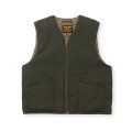 【30％OFF】CALEE/TASLAN NYLON PADDED WAIST COAT（DARK OLIVE）［ナイロンパデッドベスト-24秋冬］