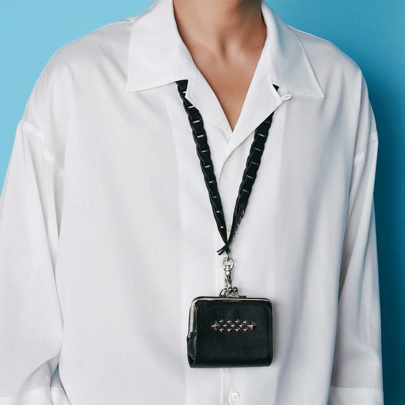 画像3: CALEE/STUDS LEATHER INTERNAL FLEX FRAME TYPE MULTI WALLET（BLACK）［マルチウォレット-24秋冬］