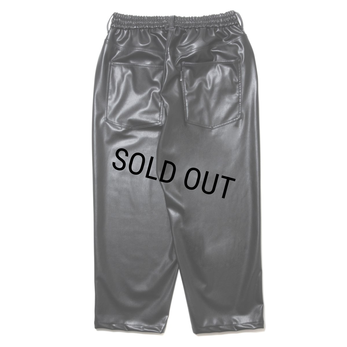 画像2: COOTIE PRODUCTIONS/Faux Leather 5 Pocket Wide Easy Pants（Black）［ビーガンレザーワイドイージーパンツ-24秋冬］ (2)