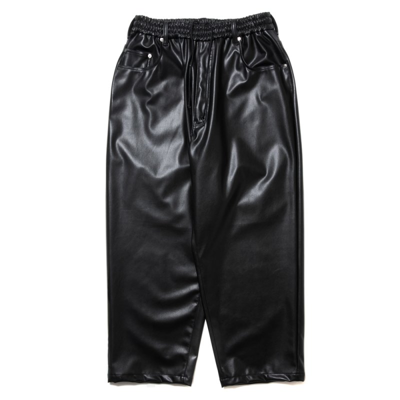 画像1: COOTIE PRODUCTIONS/Faux Leather 5 Pocket Wide Easy Pants（Black）［ビーガンレザーワイドイージーパンツ-24秋冬］