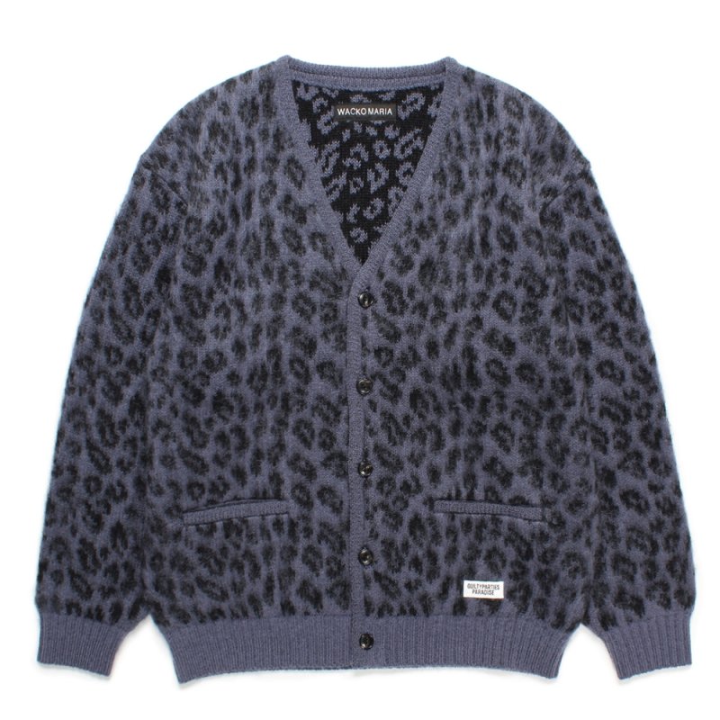 画像1: WACKO MARIA/LEOPARD HEAVY MOHAIR KNIT CARDIGAN（PURPLE）［レオパードヘビーモヘアカーディガン-24秋冬］
