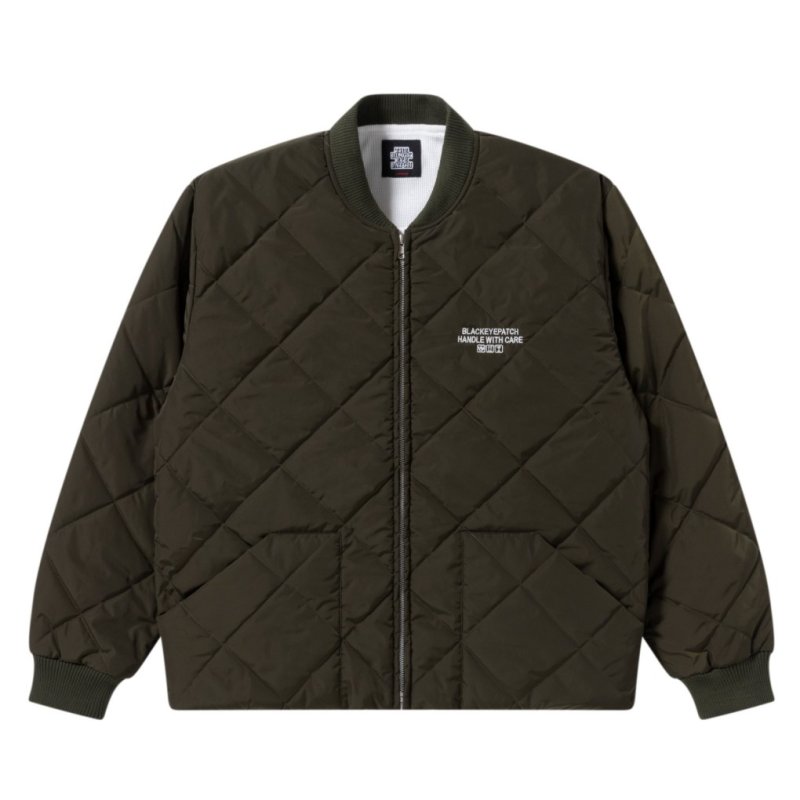 画像1: BlackEyePatch/HWC LABEL EMBROIDERED QUILTED JACKET(OLIVE)