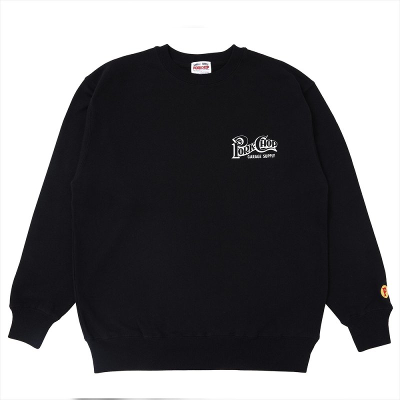 画像1: PORKCHOP/SQUARE LOGO SWEAT（BLACK）［クルーネックスウェット-24秋冬］