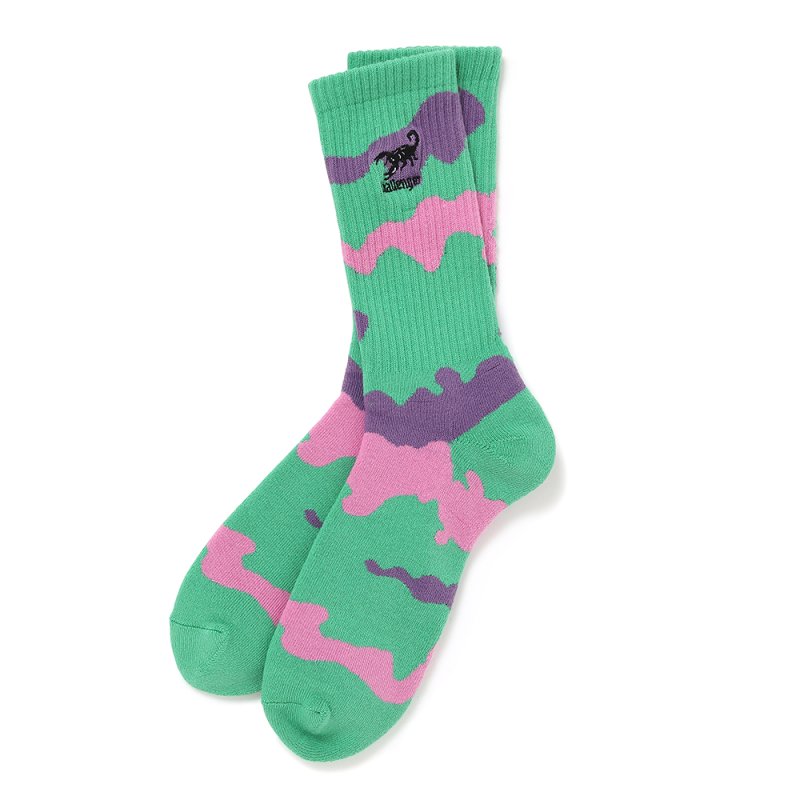 画像1: CHALLENGER/CAMO SOCKS（MINT CAMO）［カモソックス-25春夏］