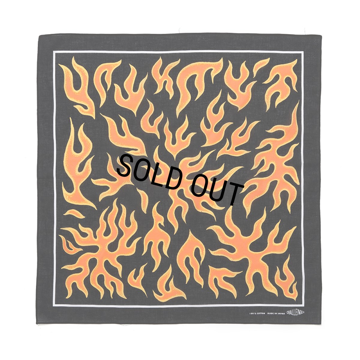 画像1: CHALLENGER/FIRE BANDANA（BLACK）［ファイヤーバンダナ-25春夏］ (1)