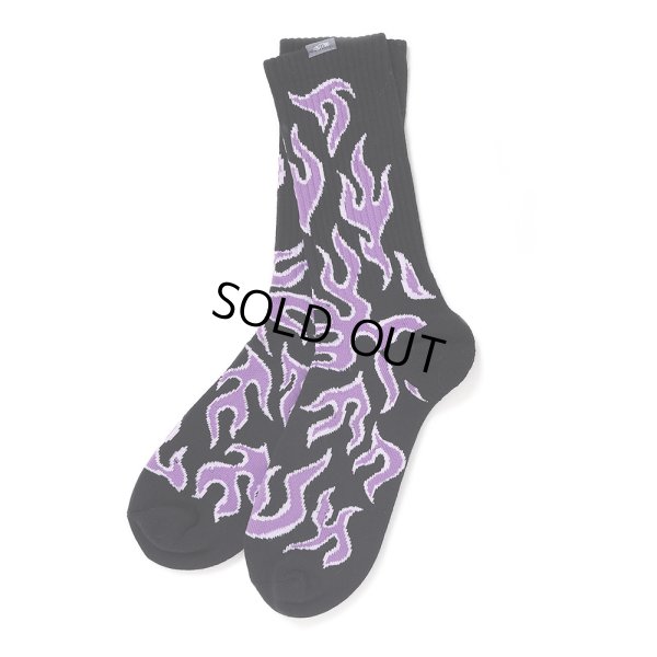 画像1: CHALLENGER/FIRE SOCKS（PURPLE/BLACK）［ファイヤーソックス-25春夏］