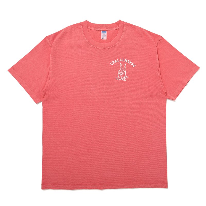 画像1: CHALLENGER/PIGMENT PEACE TEE（LT CHERRY）［ピグメント染めプリントT-25春夏］