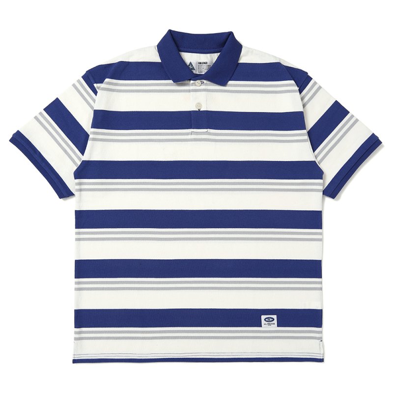 画像1: CHALLENGER/S/S BORDER POLO（BLUE/WHITE）［ボーダーポロ-25春夏］