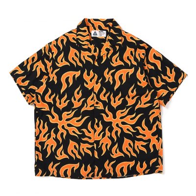 画像1: CHALLENGER/S/S FIRE SHIRT（ORANGE/BLACK）［ファイヤーシャツ-25春夏］