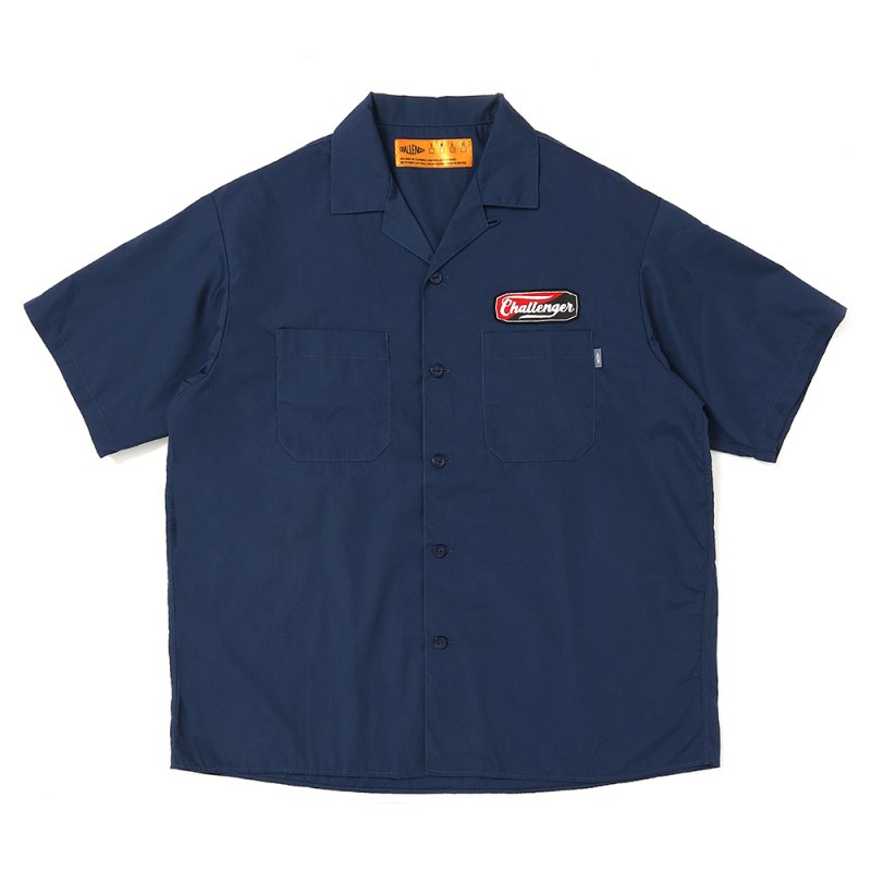画像1: CHALLENGER/S/S PATCHED WORK SHIRT（NAVY）［パッチドワークシャツ-25春夏］
