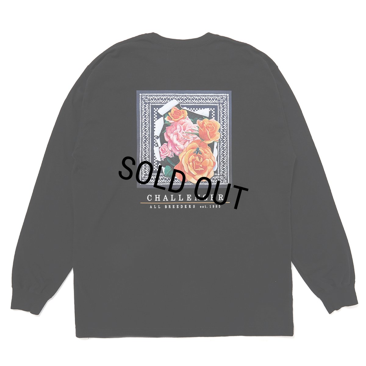 画像1: CHALLENGER/L/S ROSE BANDANA TEE（BLACK）［プリント長袖T-25春夏］ (1)