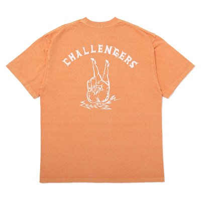 画像2: CHALLENGER/PIGMENT PEACE TEE（LT ORANGE）［ピグメント染めプリントT-25春夏］