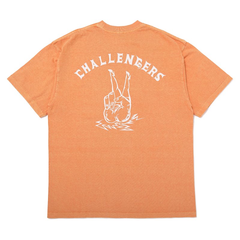 画像2: CHALLENGER/PIGMENT PEACE TEE（LT ORANGE）［ピグメント染めプリントT-25春夏］