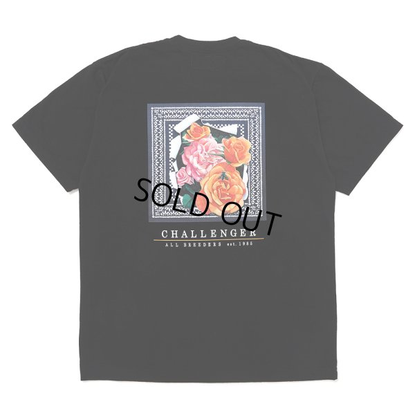 画像1: CHALLENGER/ROSE BANDANA TEE（BLACK）［プリントT-25春夏］
