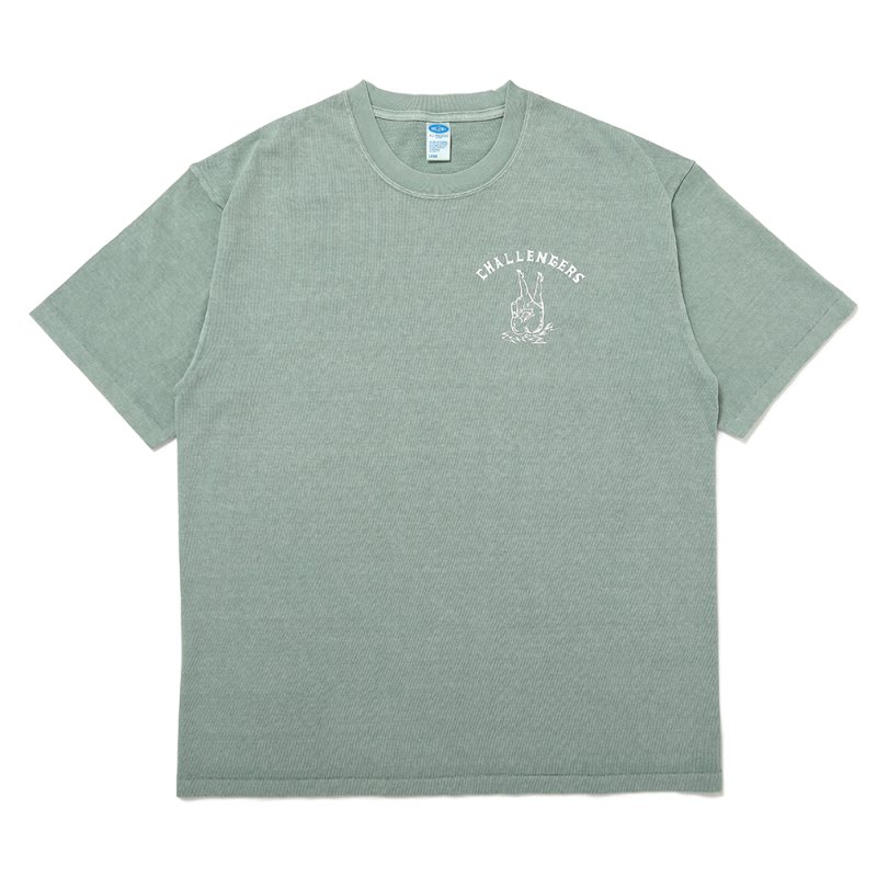 画像1: CHALLENGER/PIGMENT PEACE TEE（MINT）［ピグメント染めプリントT-25春夏］