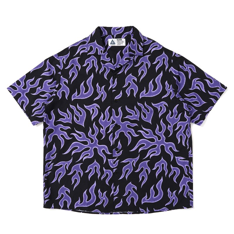 画像1: CHALLENGER/S/S FIRE SHIRT（PURPLE/BLACK）［ファイヤーシャツ-25春夏］