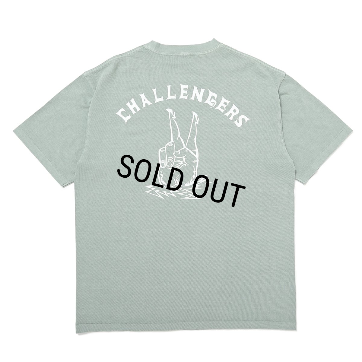 画像1: CHALLENGER/PIGMENT PEACE TEE（MINT）［ピグメント染めプリントT-25春夏］ (1)