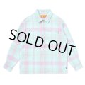 CHALLENGER/PLAID ZIP UP SHIRT（MINT）［チェックジップアップシャツ-25春夏］