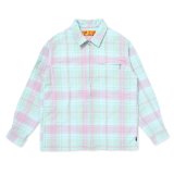 CHALLENGER/PLAID ZIP UP SHIRT（MINT）［チェックジップアップシャツ-25春夏］