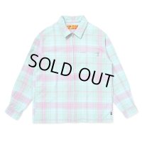 CHALLENGER/PLAID ZIP UP SHIRT（MINT）［チェックジップアップシャツ-25春夏］
