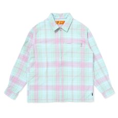 画像1: CHALLENGER/PLAID ZIP UP SHIRT（MINT）［チェックジップアップシャツ-25春夏］ (1)