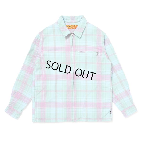 画像1: CHALLENGER/PLAID ZIP UP SHIRT（MINT）［チェックジップアップシャツ-25春夏］