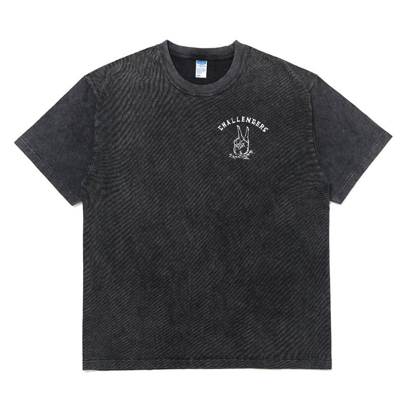 画像1: CHALLENGER/PIGMENT PEACE TEE（PEPPER BLACK）［ピグメント染めプリントT-25春夏］