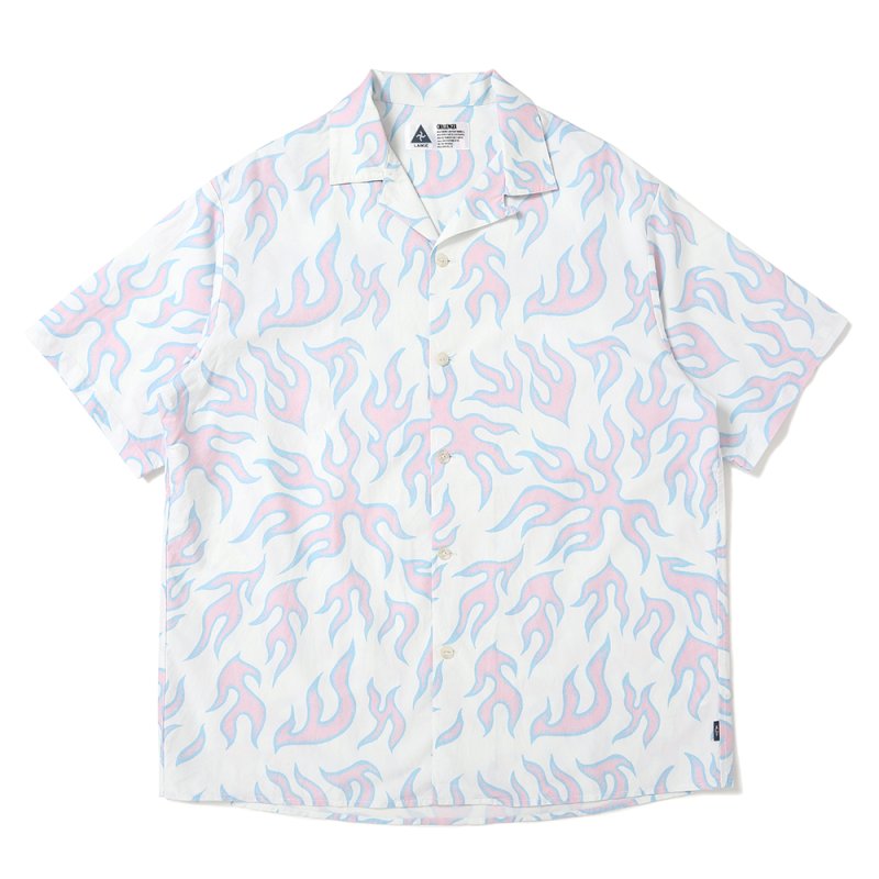 画像1: CHALLENGER/S/S FIRE SHIRT（LT PINK/WHITE）［ファイヤーシャツ-25春夏］