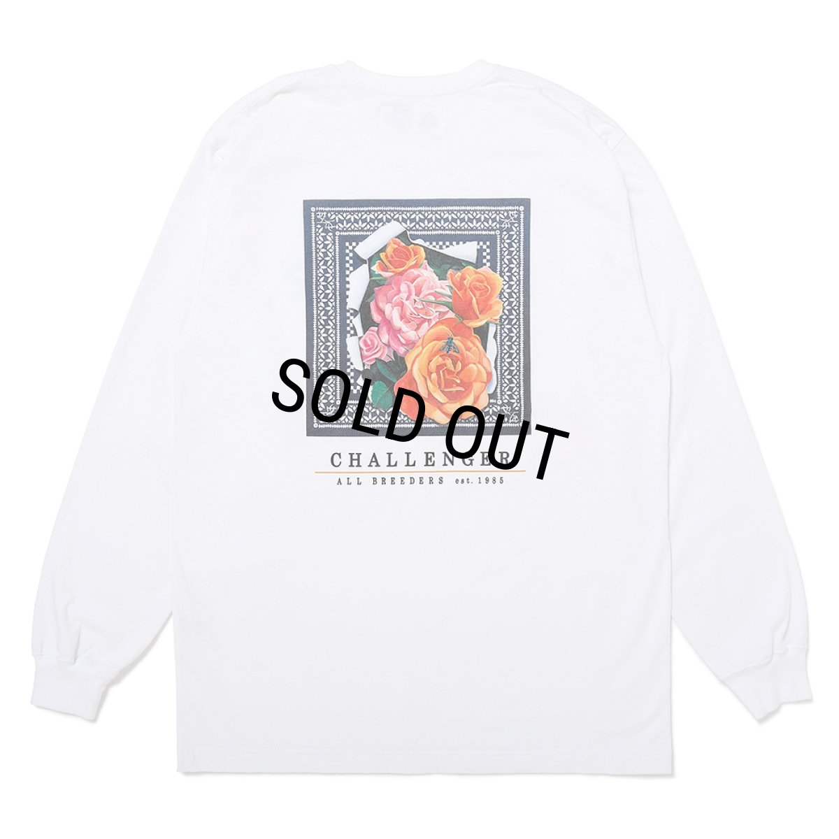 画像1: CHALLENGER/L/S ROSE BANDANA TEE（WHITE）［プリント長袖T-25春夏］ (1)