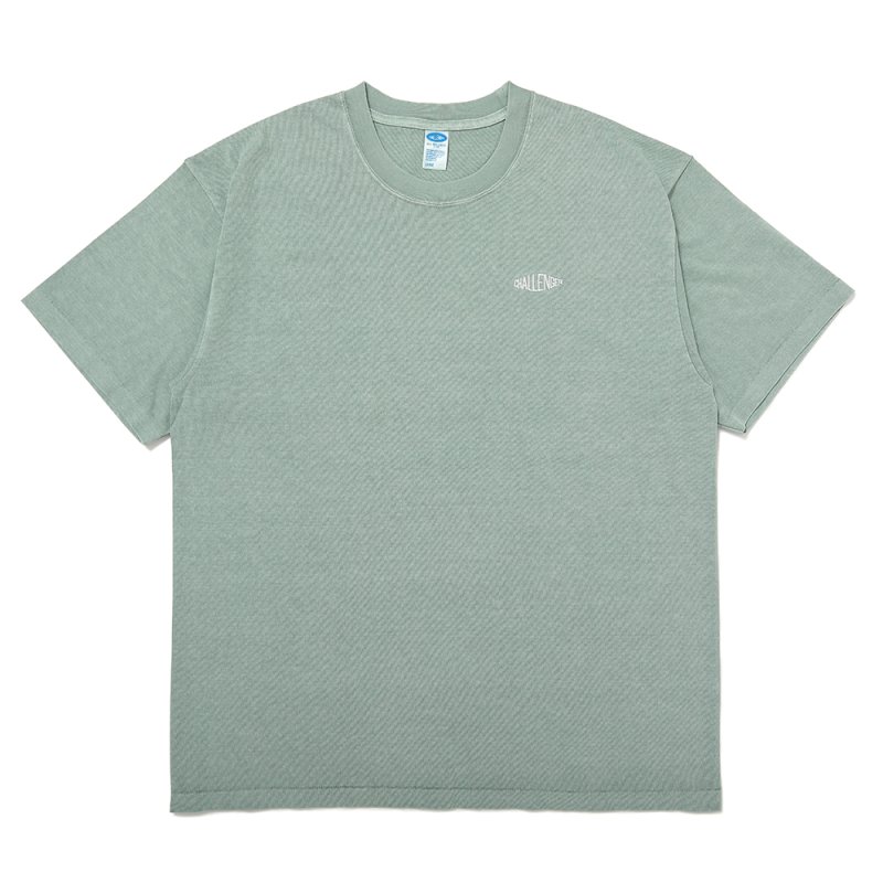 画像1: CHALLENGER/PIGMENT LOGO TEE（MINT）［ピグメント染め刺繍T-25春夏］