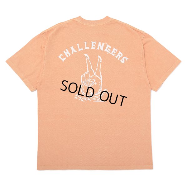 画像1: CHALLENGER/PIGMENT PEACE TEE（LT ORANGE）［ピグメント染めプリントT-25春夏］