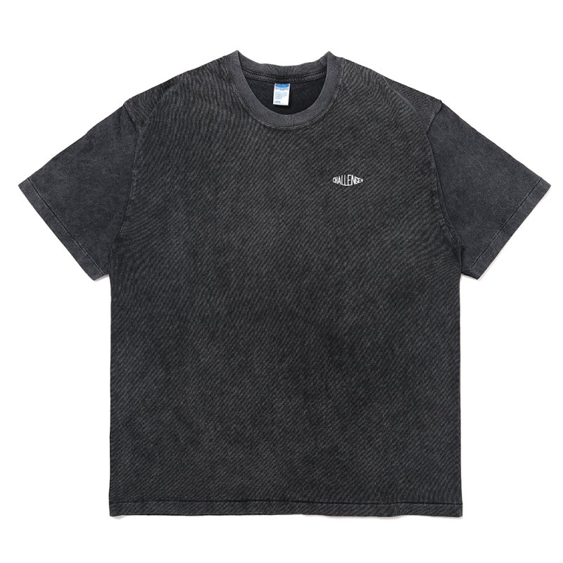 画像1: CHALLENGER/PIGMENT LOGO TEE（PEPPER BLACK）［ピグメント染め刺繍T-25春夏］