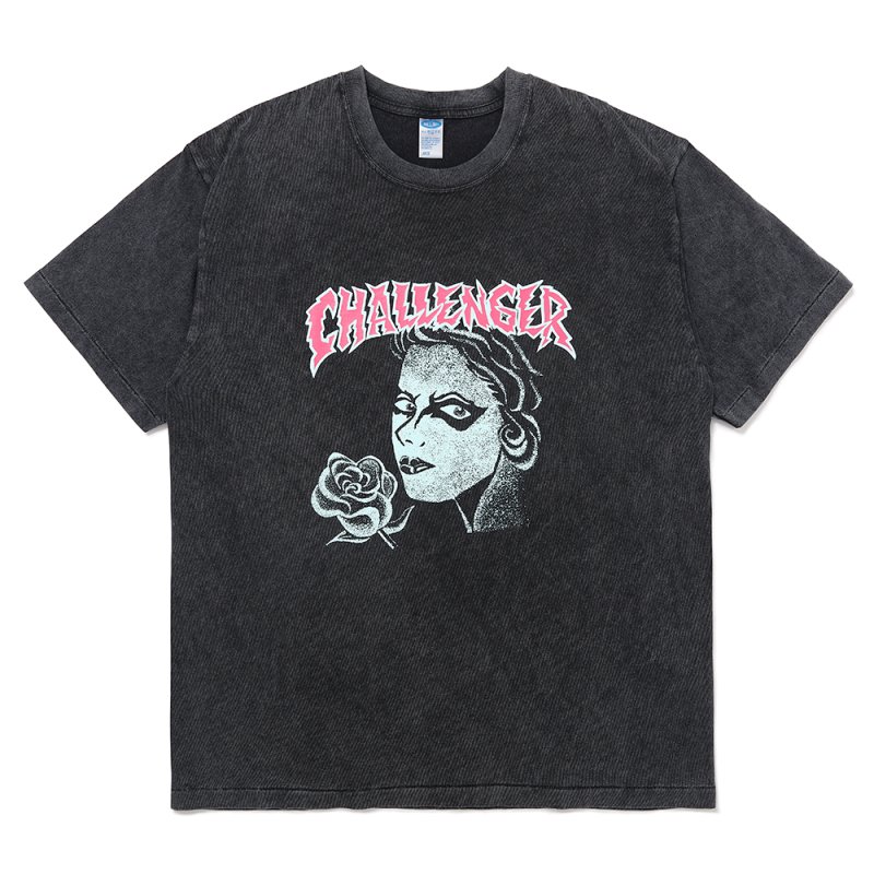 画像1: CHALLENGER/PUNK GIRL TEE（PEPPER BLACK）［ピグメント染めプリントT-25春夏］
