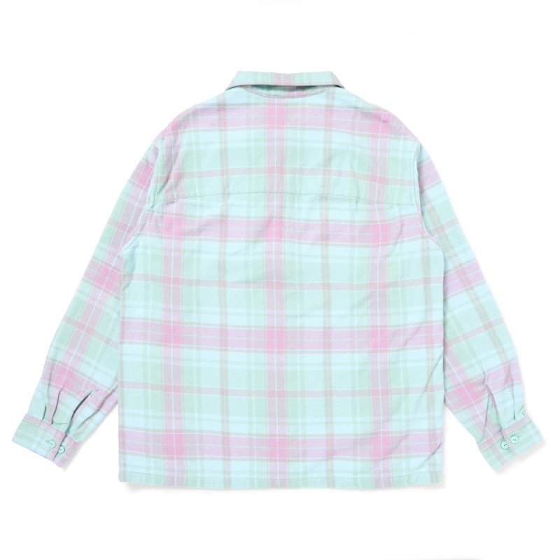 画像2: CHALLENGER/PLAID ZIP UP SHIRT（MINT）［チェックジップアップシャツ-25春夏］