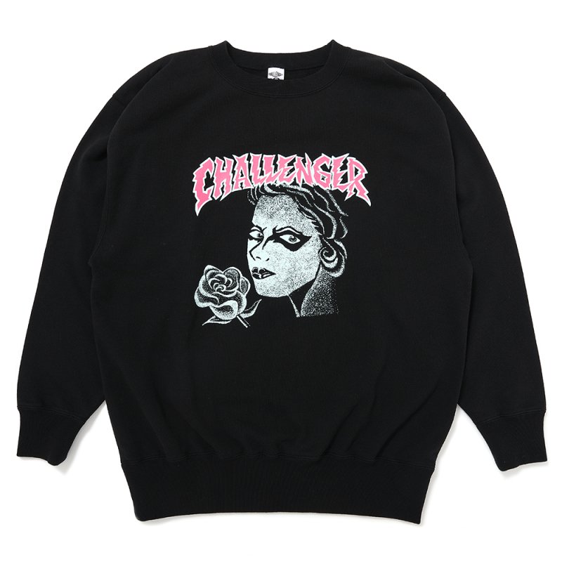 画像1: CHALLENGER/PUNK GIRL C/N SWEAT（BLACK）［クルーネックスウェット-25春夏］
