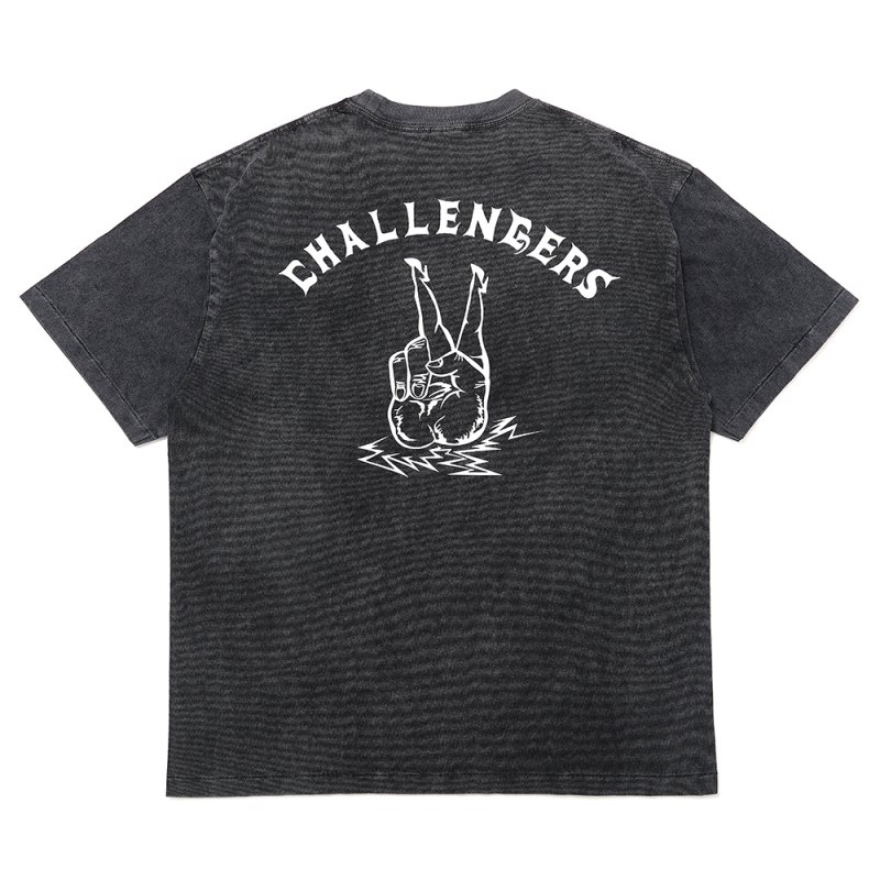 画像2: CHALLENGER/PIGMENT PEACE TEE（PEPPER BLACK）［ピグメント染めプリントT-25春夏］