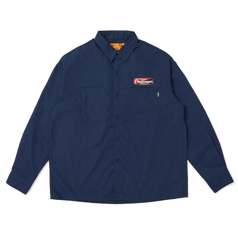 画像1: CHALLENGER/L/S PATCHED WORK SHIRT（NAVY）［パッチドワークシャツ-25春夏］