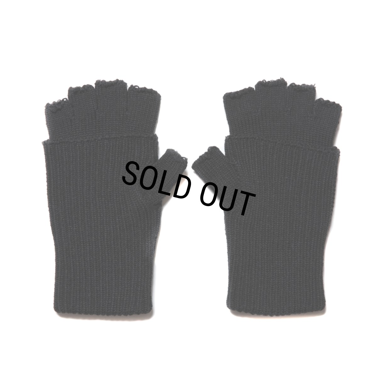画像2: COOTIE PRODUCTIONS/Lowgauge Fingerless Knit Glove（Black）［フィンガーレスグローブ-24秋冬］ (2)