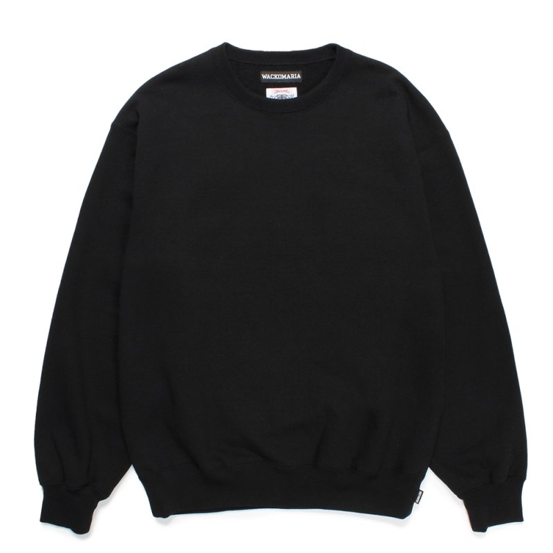 画像1: WACKO MARIA/WOLF'S HEAD / HEAVY WEIGHT SWEAT SHIRT（BLACK）［クルーネックスウェット-24秋冬］