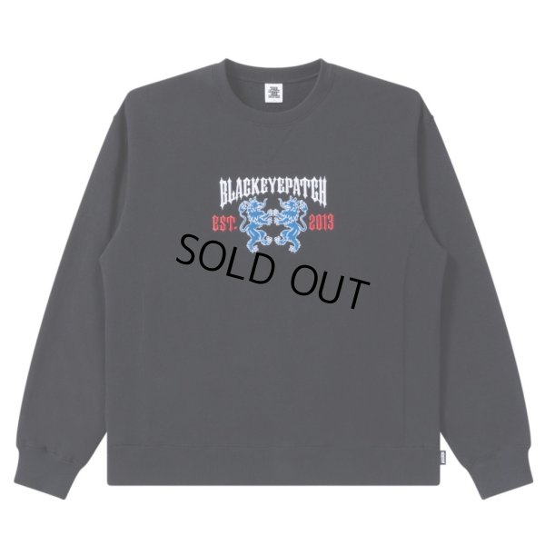 画像1: BlackEyePatch/HERALDIC COLLEGE CREW SWEAT（BLACK）