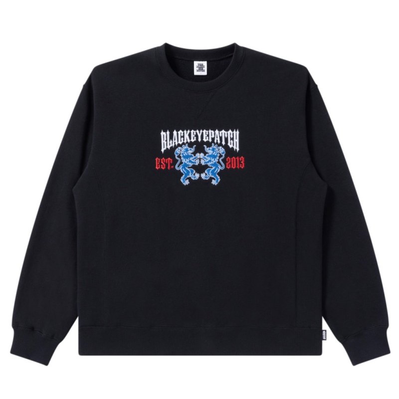 画像1: BlackEyePatch/HERALDIC COLLEGE CREW SWEAT(BLACK)