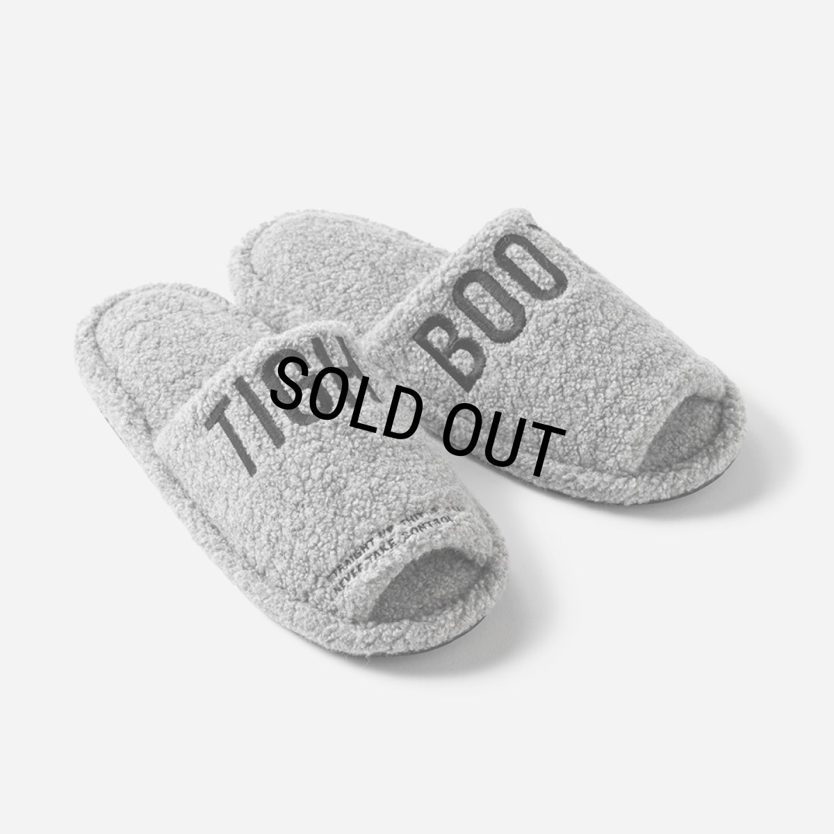 画像1: TIGHTBOOTH/LABEL LOGO BOA SANDAL（Grey）［ルームボアサンダル-24秋冬］ (1)